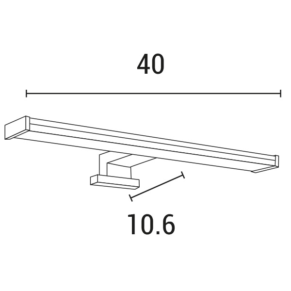APLIQUE "SURAT 1" PARA BAÑO 8W 4000K 400x106x42 IP44 NICKEL PLUS