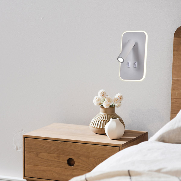 LUZ DE LECTURA DE PARED PARA CAMA "IRIS K" 11W Y 3W LED 3000K BLANCO PRO