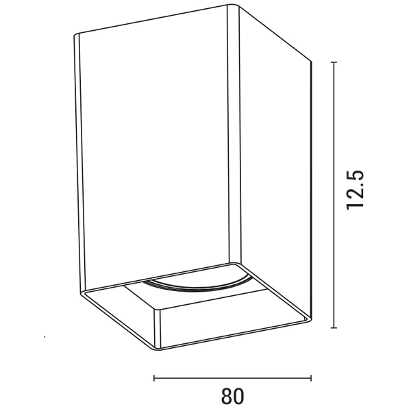 BASE DE TECHO "BASIS K" PLASTIK  GU10 80x80x125 NEGRO (OLD REF. E.145-25016)