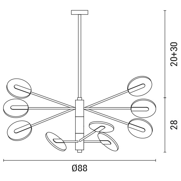 LAMPARA DE TECHO SUSPENDIDA NINEFOLD LED 63W 3CCT 88x65 NEGRO/ ORO