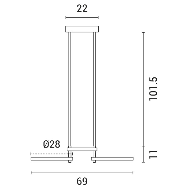 LUMINARIAS COLGANTES TRIPLE LED 34W 700x280x250 NEGRO