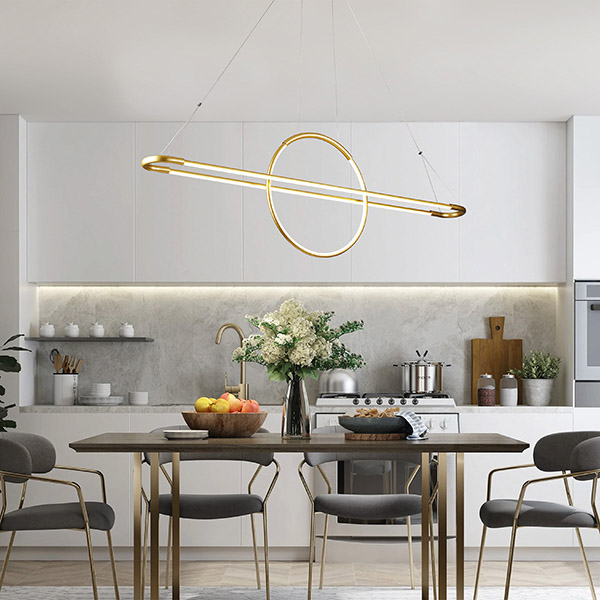 LAMPARA DE TECHO SUSPENDIDA LINEAL LED 45W 3000K 120x150 ORO