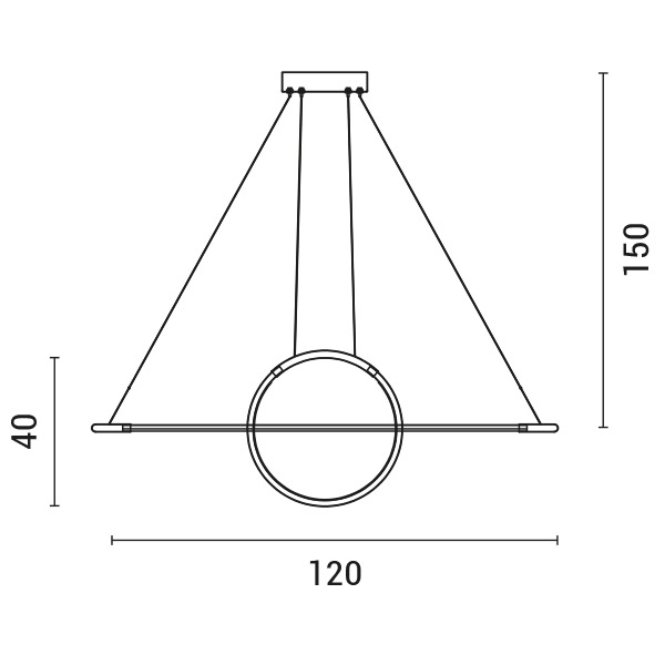 LAMPARA DE TECHO SUSPENDIDA LINEAL LED 45W 3000K 120x150 ORO