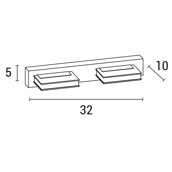 LUMINARIAS PARA BAÑO LED 8W 4000K OVAL 2Ø 320X50X100 NIQUEL