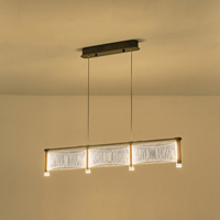 LÁMPARA COLGANTE ACRÍLICO LED 3 LUCES 3X16W 4320lm 3000K 900x270x175mm ORO FRANCÉS ARTE ILLUMINA RAVENA