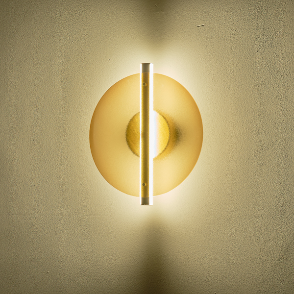 APLIQUE DE PARED ALUMINIO-CRISTAL LED 10W 1200lm 3000K 340x120x300mm DISCO ÁMBAR ARTE ILLUMINA
