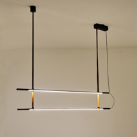 LÁMPARA COLGANTE METAL-CUERO LED 2x20W 2460lm 3000K 1400x60x1200mm NEGRO ARTE ILLUMINA LINEA