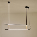 LÁMPARA COLGANTE METAL-CUERO LED 2x20W 2460lm 3000K 1400x60x1200mm NEGRO ARTE ILLUMINA LINEA