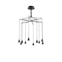 LÁMPARA COLGANTE LED 50W 3000lm 3000K Ø800x1200mm NEGRO ARTE ILLUMINA CAMPANELLE