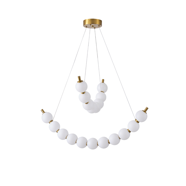 LÁMPARA COLGANTE METAL LED 19W 1170lm 3000K 800x1420mm LATÓN-BLANCO LECHE ARTE ILLUMINA TREA