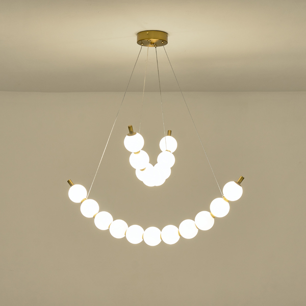 LÁMPARA COLGANTE METAL LED 19W 1170lm 3000K 800x1420mm LATÓN-BLANCO LECHE ARTE ILLUMINA TREA