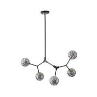 LÁMPARA COLGANTE 5 LUCES 5xG9 MAX 15W 800Χ900mm NEGRO-GRIS ARTE ILLUMINA ATOM