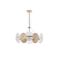 LÁMPARA COLGANTE METAL-VIDRIO 6xE14 MAX8W Ø560mm ORO ARTE ILLUMINA GLOW