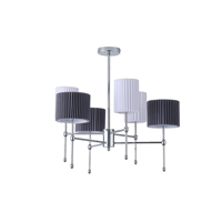 LÁMPARA COLGANTE DE TELA 6 LUCES 6xE14 MAX 8W Ø740mm BLANCO-NEGRO ARTE ILLUMINA VELI