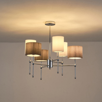 LÁMPARA COLGANTE DE TELA 6 LUCES 6xE14 MAX 8W Ø740mm BLANCO-NEGRO ARTE ILLUMINA VELI