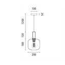 LÁMPARA COLGANTE CRISTAL GOFRADO 1xE27 MAX 15W 200x180x1200mm ÁMBAR ARTE ILLUMINA TOPACIO