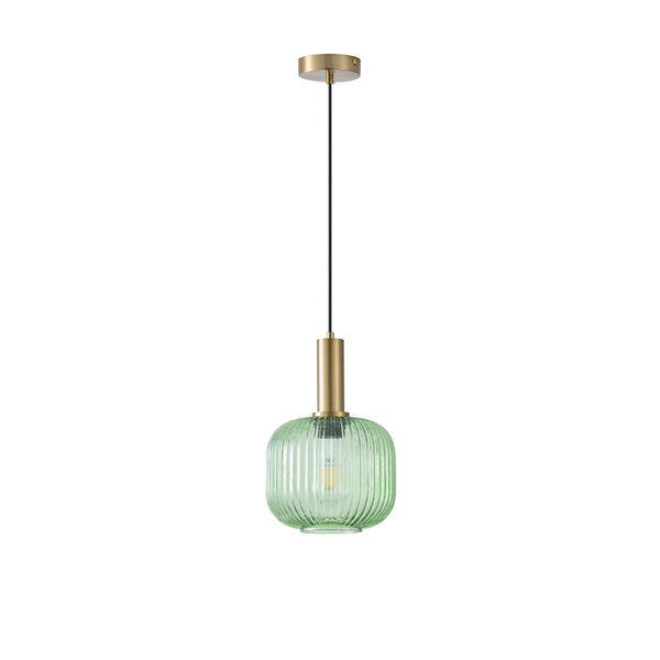 LÁMPARA COLGANTE CRISTAL GOFRADO 1xE27 MAX 15W 200x180x1200mm VERDE ARTE ILLUMINA TOPACIO