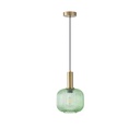 LÁMPARA COLGANTE CRISTAL GOFRADO 1xE27 MAX 15W 200x180x1200mm VERDE ARTE ILLUMINA TOPACIO