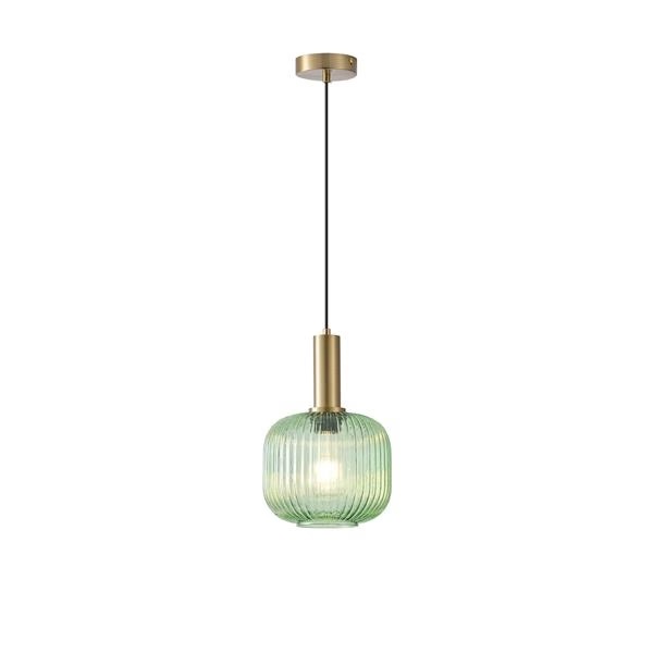 LÁMPARA COLGANTE CRISTAL GOFRADO 1xE27 MAX 15W 200x180x1200mm VERDE ARTE ILLUMINA TOPACIO