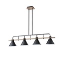 LÁMPARA COLGANTE MADERA-METAL 4 LUCES 4xE27 MAX 15W 1030x180x865mm NEGRO ARTE ILLUMINA CONO