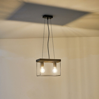 LÁMPARA COLGANTE MADERA-METAL 2 LUCES 2xE27 MAX 15W 300x125x1230mm NEGRO-MARRÓN ARTE ILLUMINA MULTIPLA