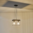 LÁMPARA COLGANTE MADERA-METAL 2 LUCES 2xE27 MAX 15W 300x125x1230mm NEGRO-MARRÓN ARTE ILLUMINA MULTIPLA