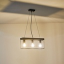 LÁMPARA COLGANTE MADERA-METAL 3 LUCES 3xE27 MAX 15W 480x125x1230mm NEGRO-MARRÓN ARTE ILLUMINA MULTIPLA