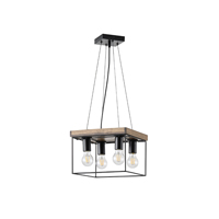 LÁMPARA COLGANTE MADERA-METAL 4 LUCES 4xE27 MAX 15W 300x300x1230mm NEGRO-MARRÓN ARTE ILLUMINA MULTIPLA
