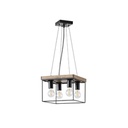 LÁMPARA COLGANTE MADERA-METAL 4 LUCES 4xE27 MAX 15W 300x300x1230mm NEGRO-MARRÓN ARTE ILLUMINA MULTIPLA