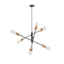 LÁMPARA COLGANTE MADERA-METAL 6 LUCES 6xE27 MÁX 15W 850x850x1540mm NEGRO ARTE ILLUMINA EDISON