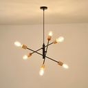 LÁMPARA COLGANTE MADERA-METAL 6 LUCES 6xE27 MÁX 15W 850x850x1540mm NEGRO ARTE ILLUMINA EDISON