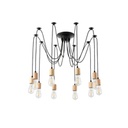 LÁMPARA COLGANTE MADERA-METAL 10 LUCES 10xE27 MÁX 15W 1000x1000x510mm NEGRO ARTE ILLUMINA EDISON