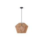 LÁMPARA COLGANTE RATÁN 1xE27 MAX 15W 400x1320mm MARRÓN ARTE ILLUMINA VENTO