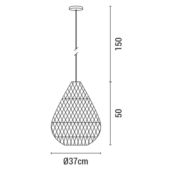 LÁMPARA COLGANTE  E27 MÁX 60W D370xH500 RATÁN COLOR NATURAL ARTE ILLUMINA KAI