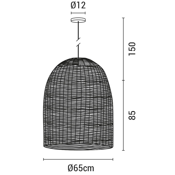 LÁMPARA COLGANTE  E27 MAX 60W D650xH850 RATÁN BLANCO ARTE ILLUMINA KAI