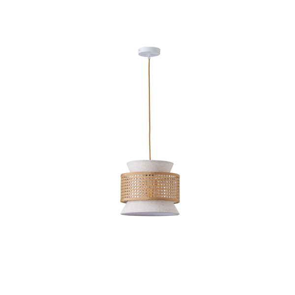 LÁMPARA COLGANTE TELA 1xE27 MAX 15W 260x1260mm BEIGE-BLANCO MATE ARTE ILLUMINA ISLA