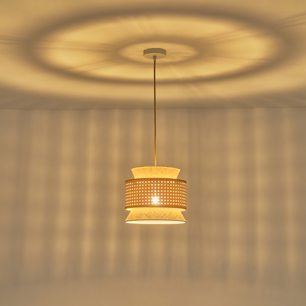 LÁMPARA COLGANTE TELA 1xE27 MAX 15W 260x1260mm BEIGE-BLANCO MATE ARTE ILLUMINA ISLA