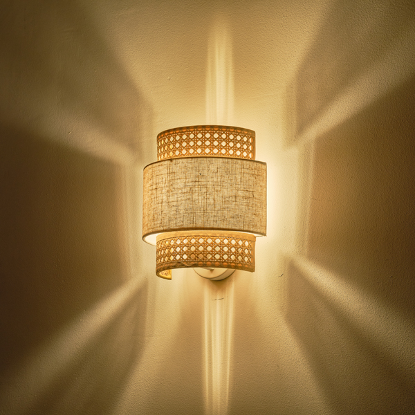 APLIQUE DE PARED TELA 1xE27 MAX 15W 260x460mm BEIGE-BLANCO MATE ARTE ILLUMINA ISLA