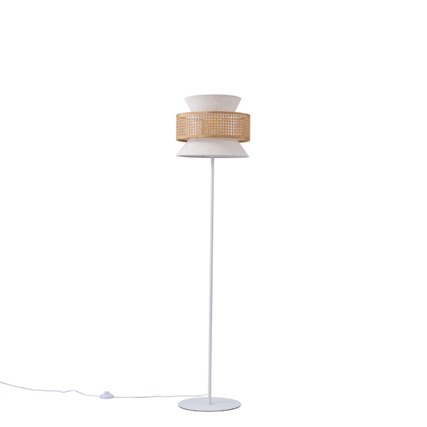 LÁMPARA DE PIE TELA LIGERA 1xE27 MÁX. 15W Ø350mm BEIGE BLANCO MATE ARTE ILLUMINA ISLA