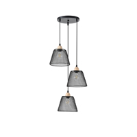LÁMPARA COLGANTE ROSETA METAL 3 LUCES 3xE27 MÁX 15W 370x370x1260mm NEGRO ARTE ILLUMINA NET