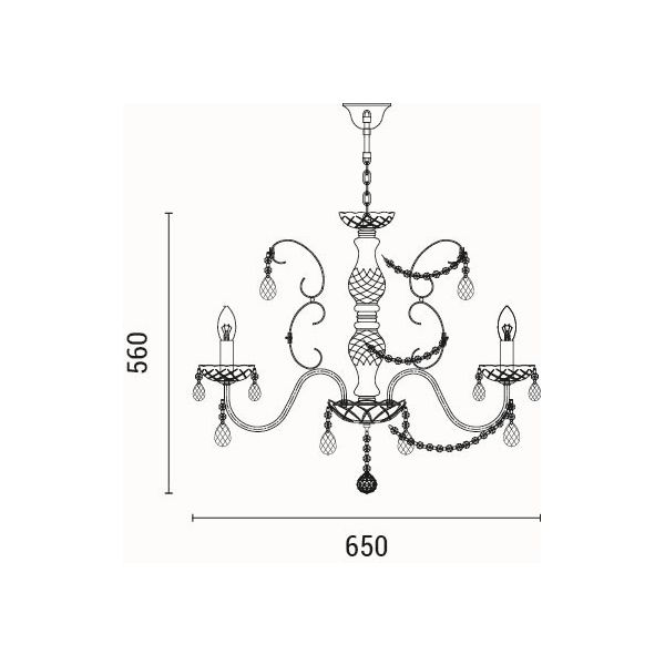 LÁMPARA COLGANTE METAL-VIDRIO 6 LUCES 6xE27 MÁX 15W ΜΑΧ 15W 650x1560mm BLANCO ARTE ILLUMINA HEIR