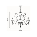 LÁMPARA COLGANTE METAL-VIDRIO 6 LUCES 6xE27 MÁX 15W ΜΑΧ 15W 650x1560mm BLANCO ARTE ILLUMINA HEIR
