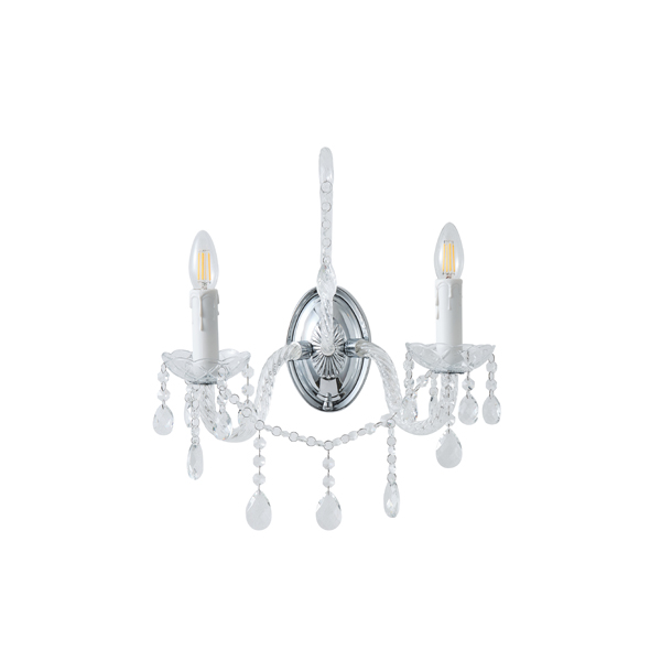 APLIQUE DE PARED METAL-VIDRIO 2xE14 MAΑ 8W 330x425mm METALIC ARTE ILLUMINA KRISTALLO