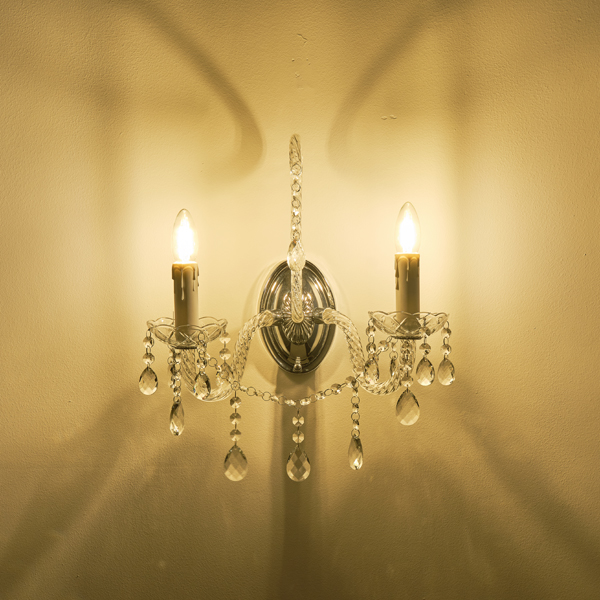 APLIQUE DE PARED METAL-VIDRIO 2xE14 MAΑ 8W 330x425mm METALIC ARTE ILLUMINA KRISTALLO