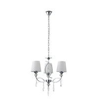 LÁMPARA COLGANTE METAL-TEJIDO 3 LUCES 3xE27 MAX 15W MAX 40W 530x600mm CROMO ARTE ILLUMINA COUNTESS