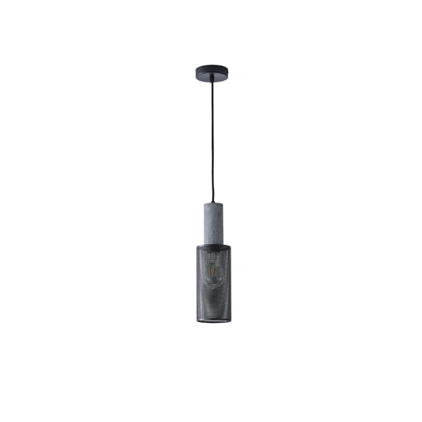 LÁMPARA COLGANTE DE HORMIGÓN Y HIERRO 1xΕ27 MÁX. 15 W 100 x 100 x 340 mm NEGRO ARTE ILLUMINA SCOURO