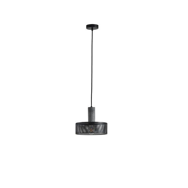 LÁMPARA COLGANTE DE HORMIGÓN Y HIERRO 1xΕ27 MÁX. 15 W 255 x 255 x 200 mm NEGRO ARTE ILLUMINA SCOURO