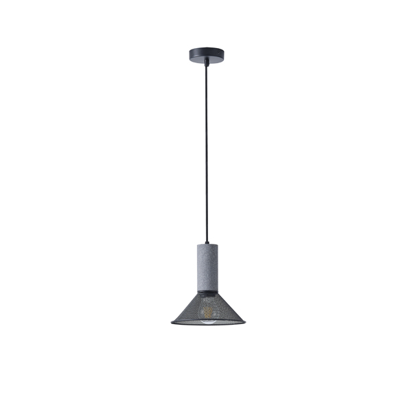 LÁMPARA COLGANTE DE HORMIGÓN Y HIERRO 1xΕ27 MÁX. 15 W 120 x 120 x 260 mm NEGRO ARTE ILLUMINA SCOURO