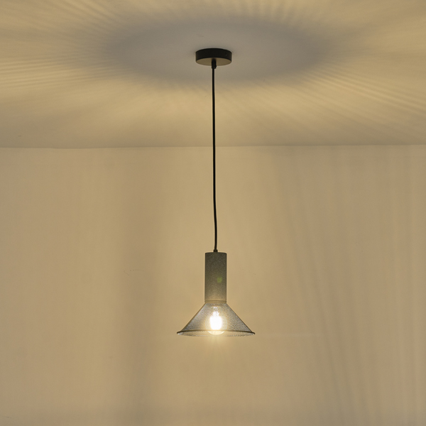 LÁMPARA COLGANTE DE HORMIGÓN Y HIERRO 1xΕ27 MÁX. 15 W 120 x 120 x 260 mm NEGRO ARTE ILLUMINA SCOURO