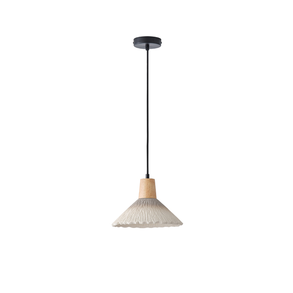 LÁMPARA COLGANTE CAUCHO MADERA Y HORMIGÓN 1xE27 MAX15W 250x250x180mm CAQUI ARTE ILLUMINA GESSO